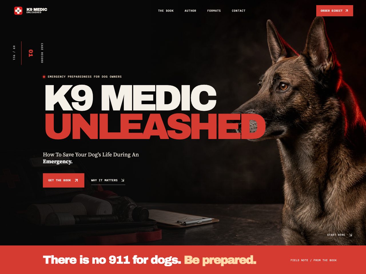 The website for K9 MEDIC UNLEASHED
