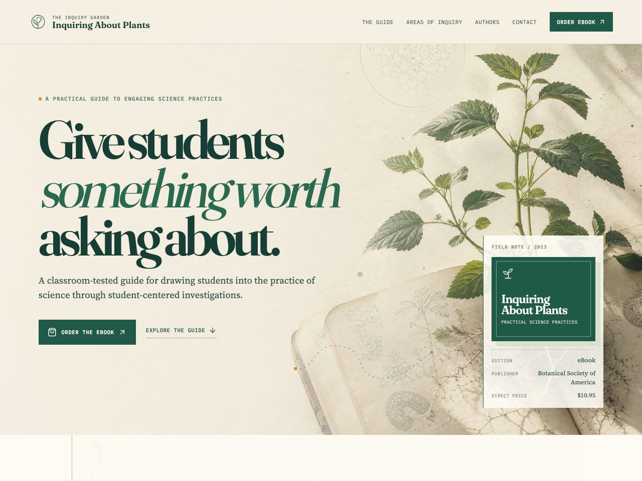 The website for Inquiring About Plants