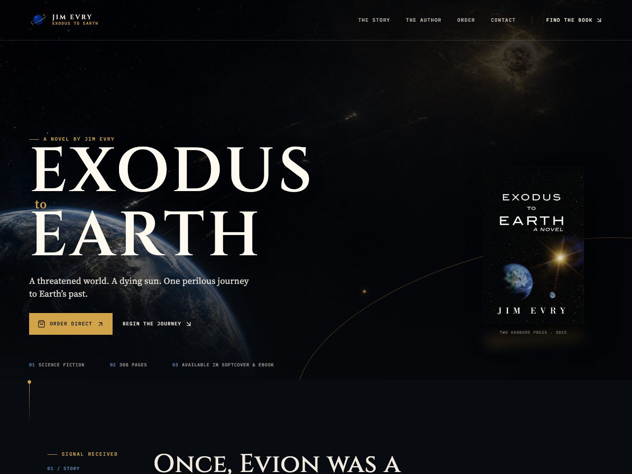 The website for Exodus to Earth