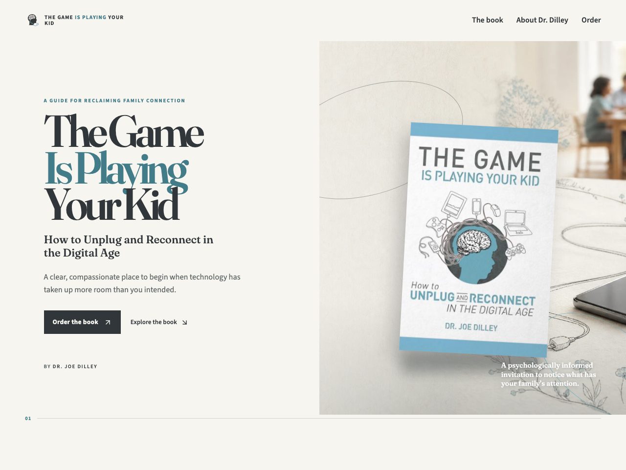 The website for The Game Is Playing Your Kid