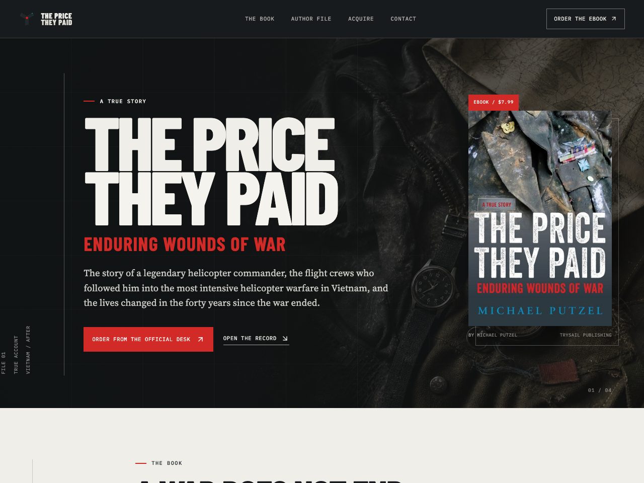 The website for The Price They Paid