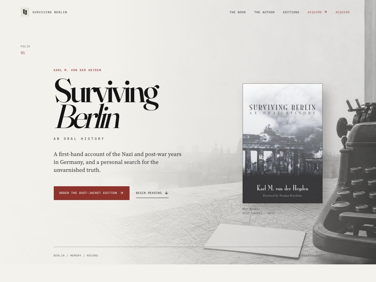 The website for Surviving Berlin: An Oral History