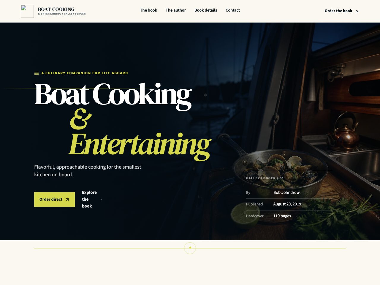 The website for Boat Cooking and Entertaining