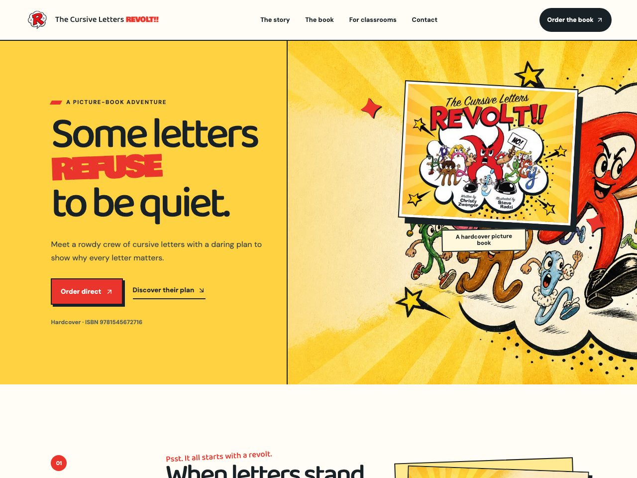 The website for The Cursive Letters REVOLT!!