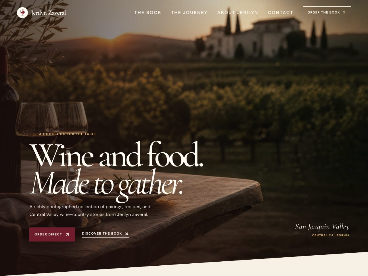 The website for A Journey Through Wine and Food
