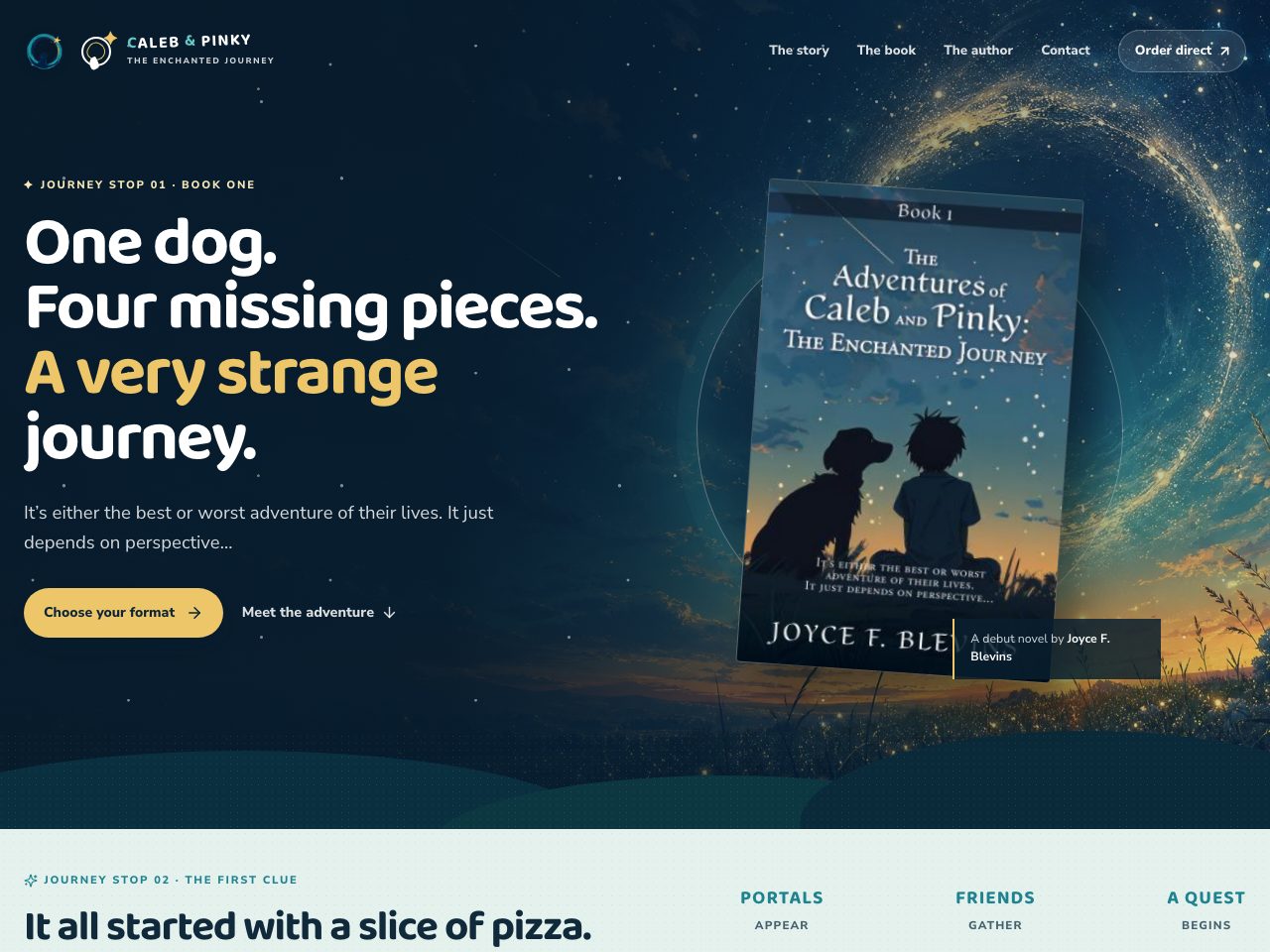The website for The Adventures of Caleb and Pinky: The Enchanted Journey