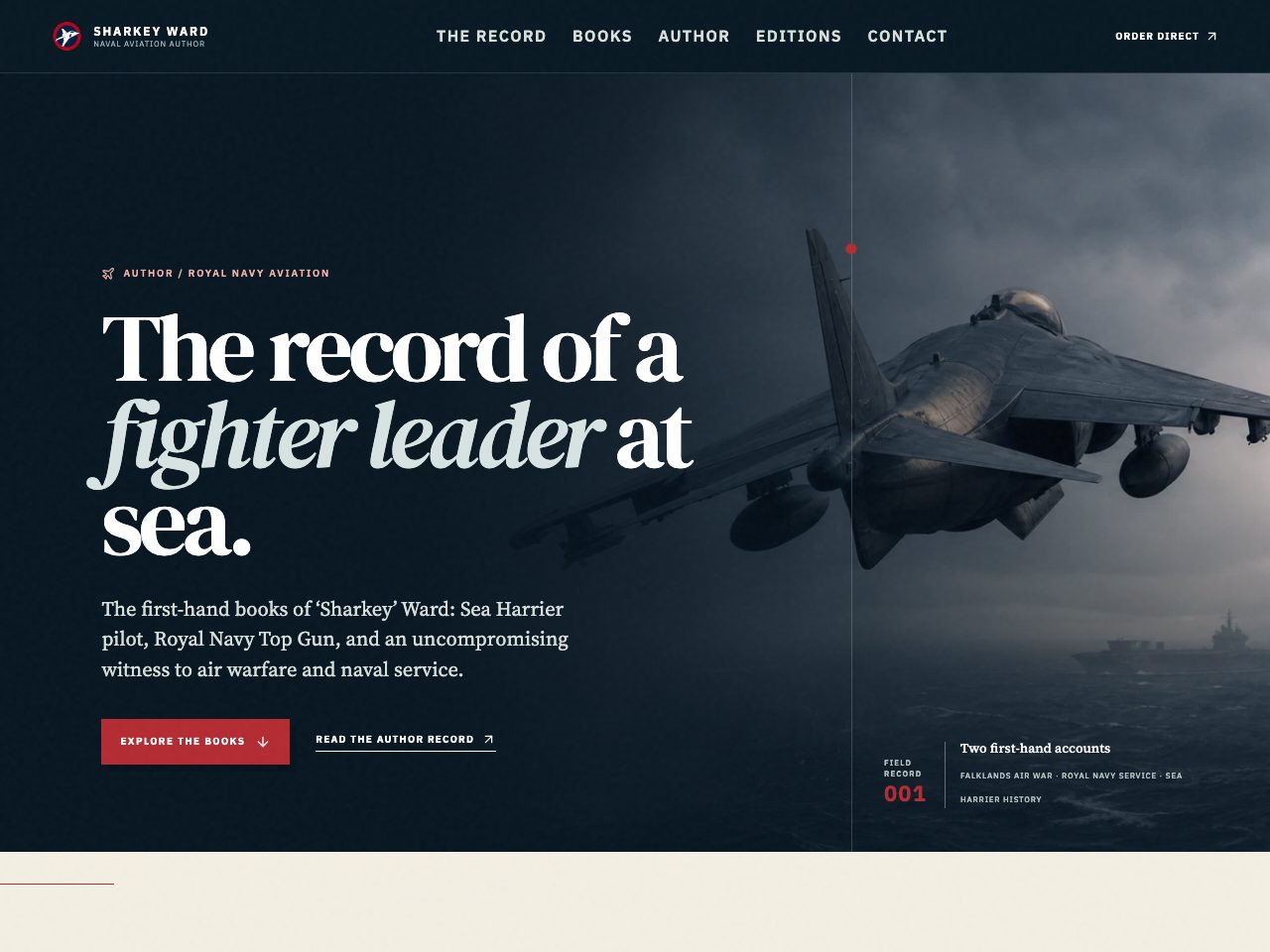 The website for Sea Harrier over the Falklands